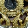 SPHINX Vintage Large Rhombus Openwork Brooch Gold plated with Agate Glass Cabochons Signed Numbered Image 7