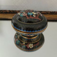Vintage Chinese cloisonne lidded trinket dish