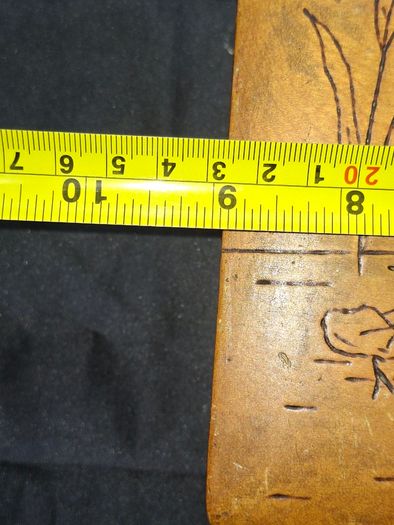 Antique Cedar Wood Box featuring a Swan Design on the Lid., Postage Available