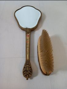 Vintage mirror and brush