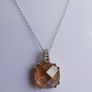 Vintage 925 Sterling Silver Necklace with Peach Faceted Pendant Image 4