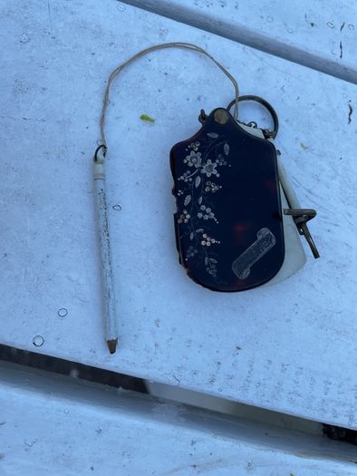 chinese antique Carnet de bal (dance card) TORTOISE SHELL & IVORY
