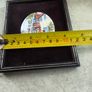 Vintage framed miniature plaque featuring a hand-painted Enamel On Copper Mini Picture Plaque  equestrian or coaching scene mounted on black velvet within a dark wood frame  Fox Hunting Scene. Image 6
