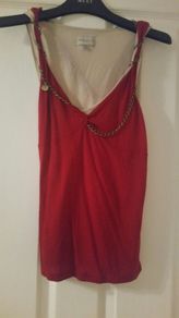 Karen millen red and beige top