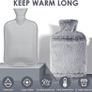 Hot Water Bottle with Luxury Cosy Faux Fur Cover,2L Leakproof Large Hot Water Bag for Neck,Shoulder,Hand Feet Warmer,Gifts for Women,Men Image 3