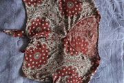 New Yorker Burgundy Red Bandana Print Tie-Front Cropped Top Worn Once