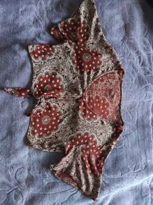 New Yorker Burgundy Red Bandana Print Tie-Front Cropped Top Worn Once