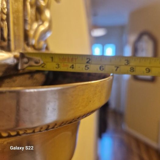 Antique  Brass Angel Holy Water Font Religious Wall Art