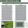 Outdoor Rug for Patios Waterproof, Anti-slip Plastic Straw Garden Mat Carpet UV Resistant Indoor Area Rugs for Camping, Deck, Beach, Picnic, Backyard (120x180cm, Grey & White) Image 2