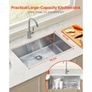 76cm Kitchen Sink Workstation, 304 Stainless Steel Undermount Sinks, Drop-In Single Bowl Farmhouse Basin with Accessories Image 2
