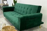 Sofa Bed with Golden Legs green