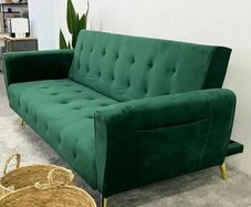 Sofa Bed with Golden Legs green