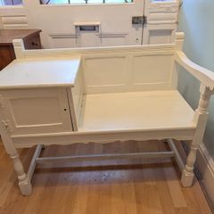Antique White Telephone Seat /Table