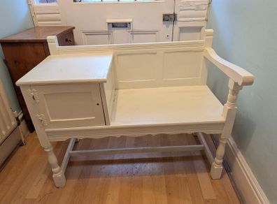 Antique White Telephone Seat /Table