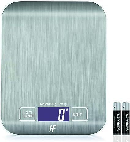 HomeFashion 5kg 1g 11lb Digital Kitchen Scales Food Scale with stainless steel Platform Electronic Cooking Backlit LCD Display Multifunction for Home and Office Use