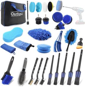 Car Cleaning Kit, 30 Piece Car Detaling Kit, Drill Brush, Auto Detail Brush Set, Car Cleaning Products for Dirty Rim Washing, Interior, Exterior, Leather, Dashboard, Vents