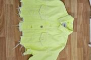 Zara Cropped Lime Denim Jacket Size M