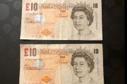 10 pound banknotes from England