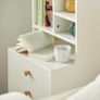 Bedside Table Elegant End Table White Storage Shelves and 2 Drawers Image 5