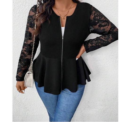 Stylish Black Jacket with Lace Sleeves size 20