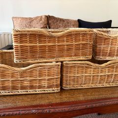 Set of rectangular wicker and rattan storage baskets