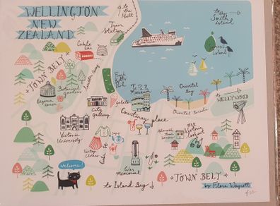 Wellington, NZ Map illustration A4