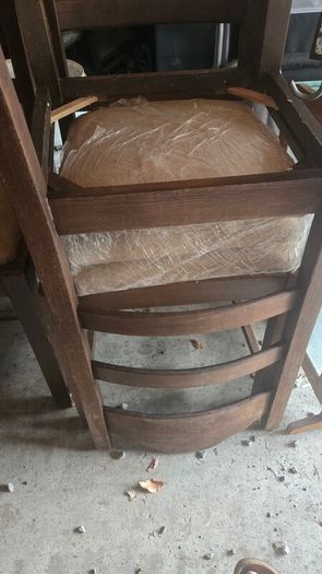 Set of 5 Solid Vintage Wooden Ladder Back Dining Chairs