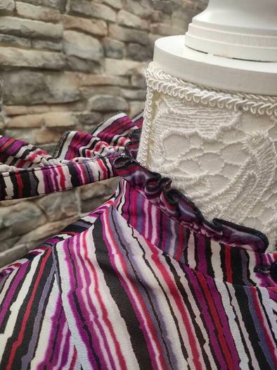 Vintage 70s 80s purple grey stripe secretary midi dress size M Postage included