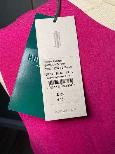 Ladies Hobbs Whitbourn Cocktail Dress Shocking Pink UK14