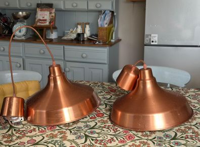 2 brass ceiling pendant lights