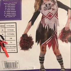 BRAND NEW! Zombie Cheerleader Halloween Costume Girls Age 11-12