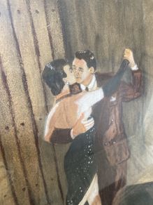 Tango Dancers, original pastel and oil painting by Argentinian artist