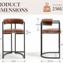 Bar Stools Set of 2 Breakfast Bar Stools PU Leather with Metal Frame Brown Image 2