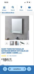 Saxby Tigris Rectangular Bathroom Mirror With 60lm Led Light 390mm X 500mm