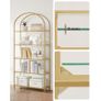 5 Tier Bookcase Tempered Glass Shelf Storage Rack Image 3