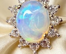 Diamond Ethiopian Opal & Lab-Grown Diamond Ring