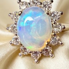 Diamond Ethiopian Opal & Lab-Grown Diamond Ring