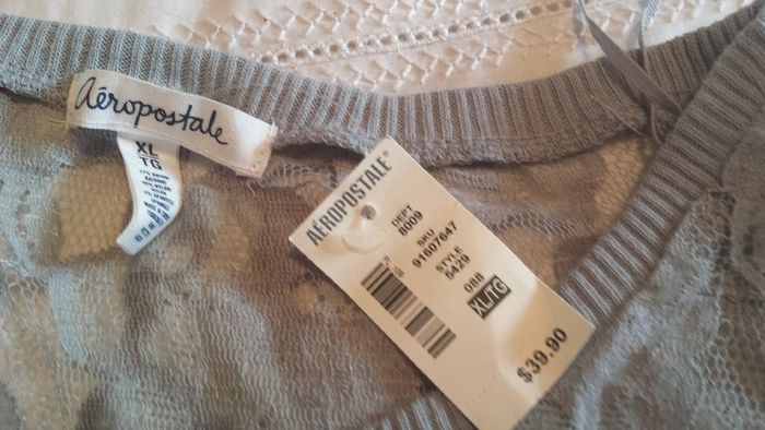 Aeropostale Grey Lace Top