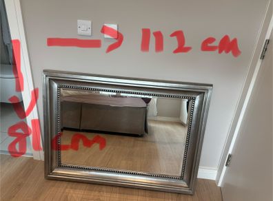 Large Silver Framed Wall Mirror