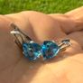 Handcrafted 925 Silver Earrings with Blue Trillion Stones Image 3