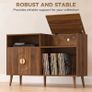 Record Player Stand Vinyl Record Holder with Storage Holds Up to 300 Albums with Flip-Top Compartment Image 5