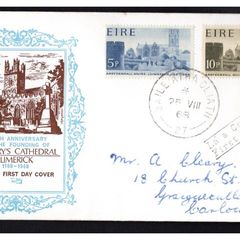 1968 Ireland 800th Anniversary of St. Mary's Cathedral, Limerick Commemorative Stamp  Illustrated Addressed PhilArt First Day Cover (FDC)
