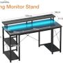 Gaming Desk with LED Lights, 120x50 cm Image 2