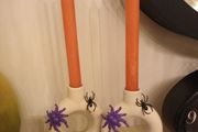 Halloween candsticks and candles x 2