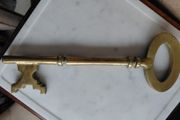 Antique solid brass ornamental key 35cm in length
