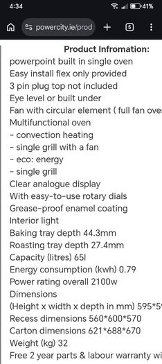 electric built in oven