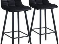main image for ad _Bar Stools Set of 2 Velvet Bar Stools Bistro Stools with Metal Footrest, Bar Chair for Bar, Counter and Home (Black)