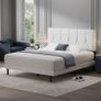 Double Bed Frame, White, Upholstered Wooden Slat Bed Frame with Headboard, Easy Assembly, Underbed Storage, No Box Spring Needed 135 by 190 Image 6