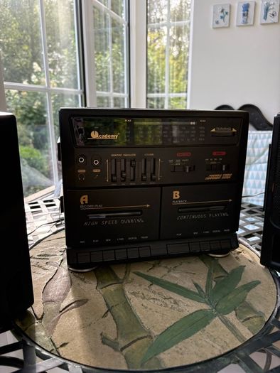 Radio and double cassette machine with speakers