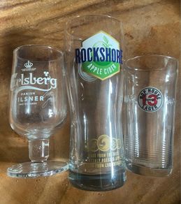 Carling rockshore apple cider  hop house 13 Carlsberg Beer Glasses